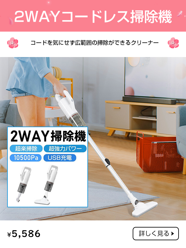 2WAYコードレス掃除機（QH-858）：車内掃除は大活躍！