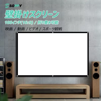 寝室やリビングなどで映画を楽しむプロジェクタースクリーン